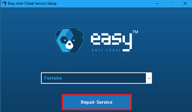 click on the Repair Service option. Fix Fortniteclient-win64-shipping.exe Application Error
