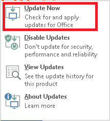Haga clic en Actualizar ahora. Solucione el error de Office 135011. Su organización ha deshabilitado este dispositivo