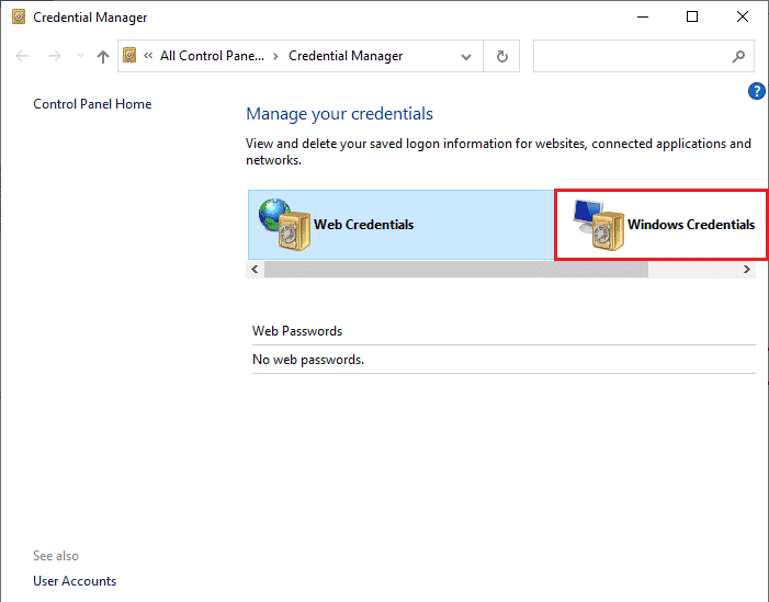 Now, click on Windows Credentials 