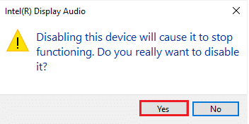confirm the prompt by clicking on Yes