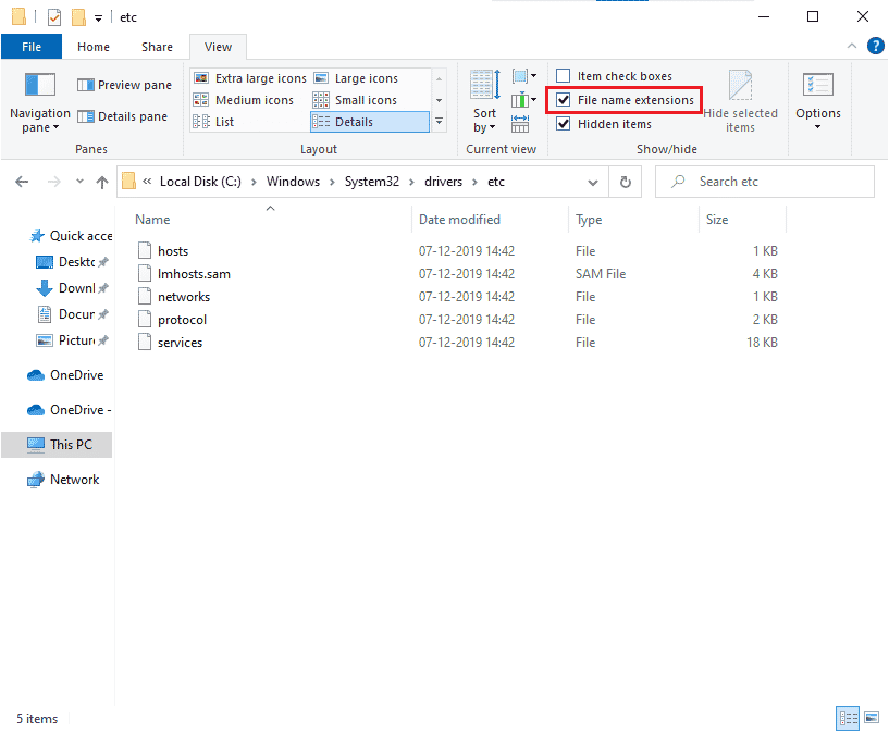 click on File name extensions box under the View tab