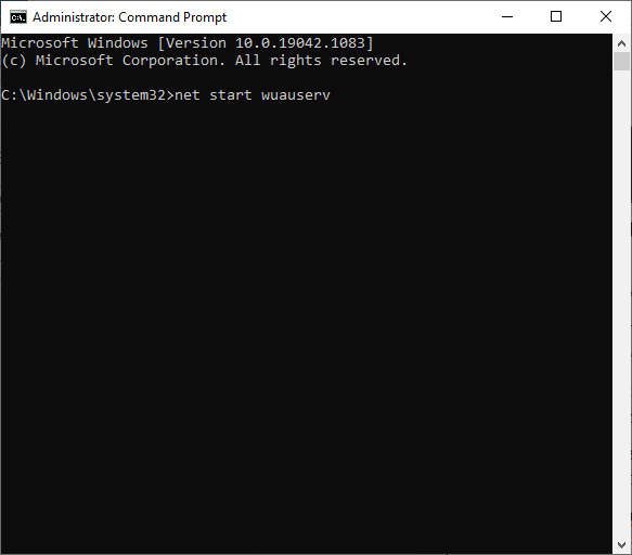 Now, finally, to restart the Windows Update service, open the command prompt again and type the following command and hit Enter: net start wuauserv 