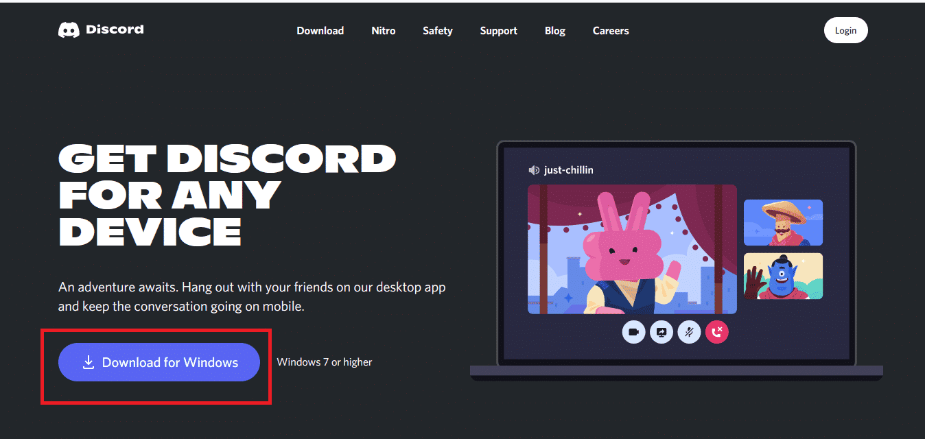 Now go to Discord website and click on Download for Windows button