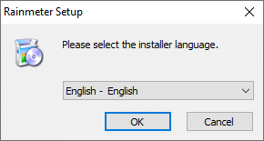 Now, in the Rainmeter Setup pop-up, select the installer language from the drop-down menu and click on OK.