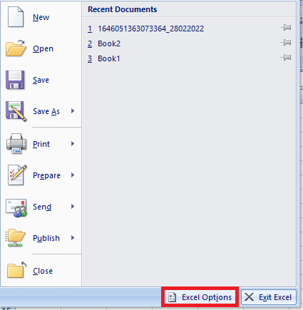 Now locate and click on the Excel Options at the bottom-left corner of the window.