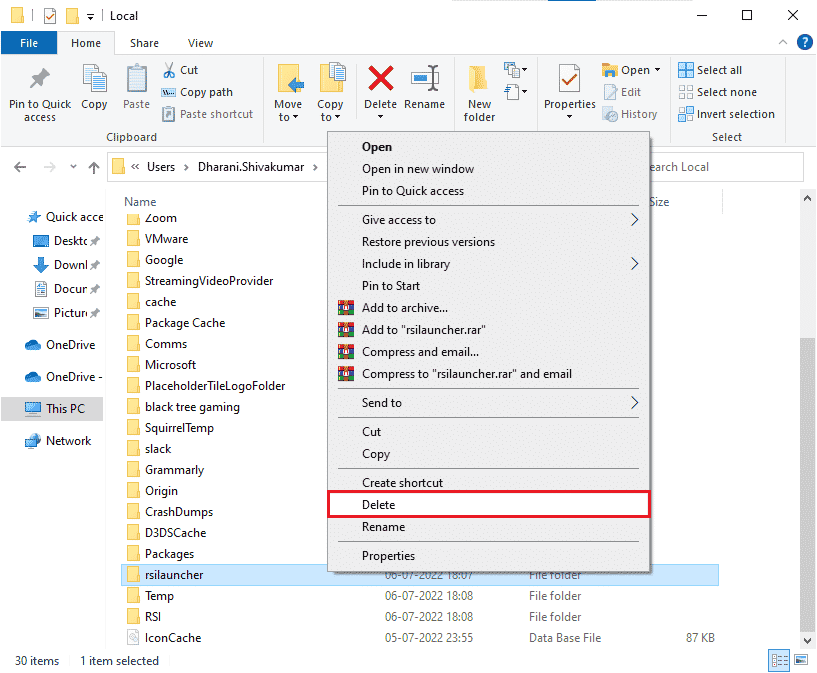 Delete option ကိုရွေးပါ။ Windows 10 ရှိ Star Citizen Installer Error ကို ပြင်ဆင်ပါ။