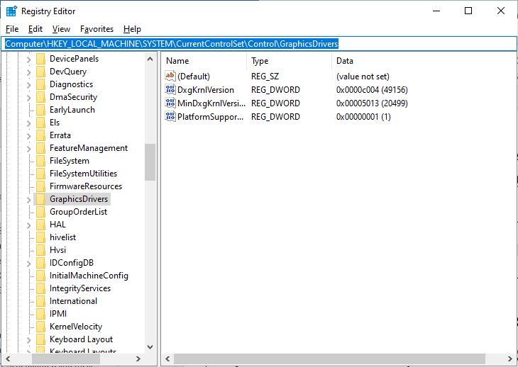 go to graphicsdrivers key folder path. Fix Hardware Accelerated GPU Scheduling Not Showing