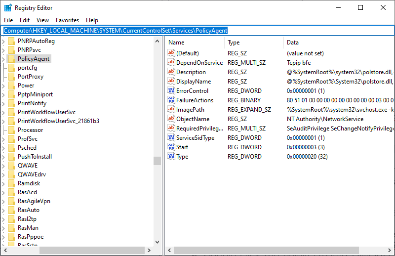 navigate to the following path in registry path