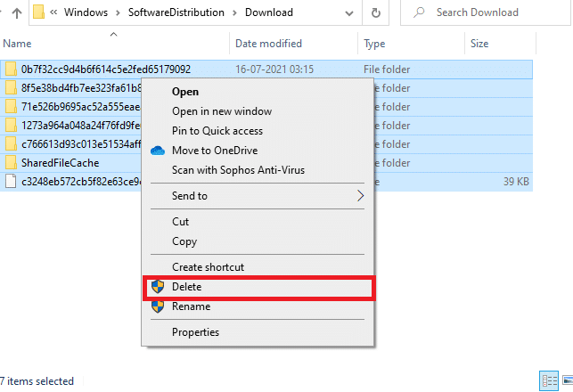 Now, navigate to the path, C:WindowsSoftwareDistributionDownload, and Delete all the files in the Downloads location 