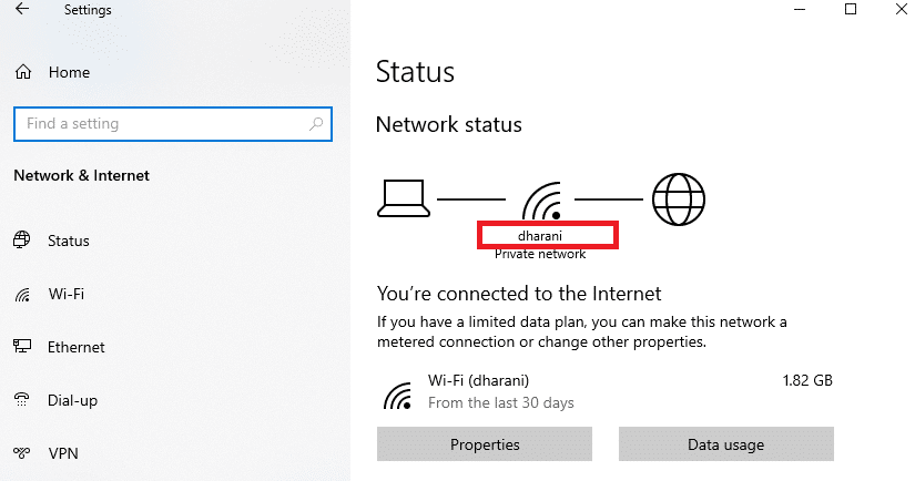 Now, note down the network name under which you are connected to.