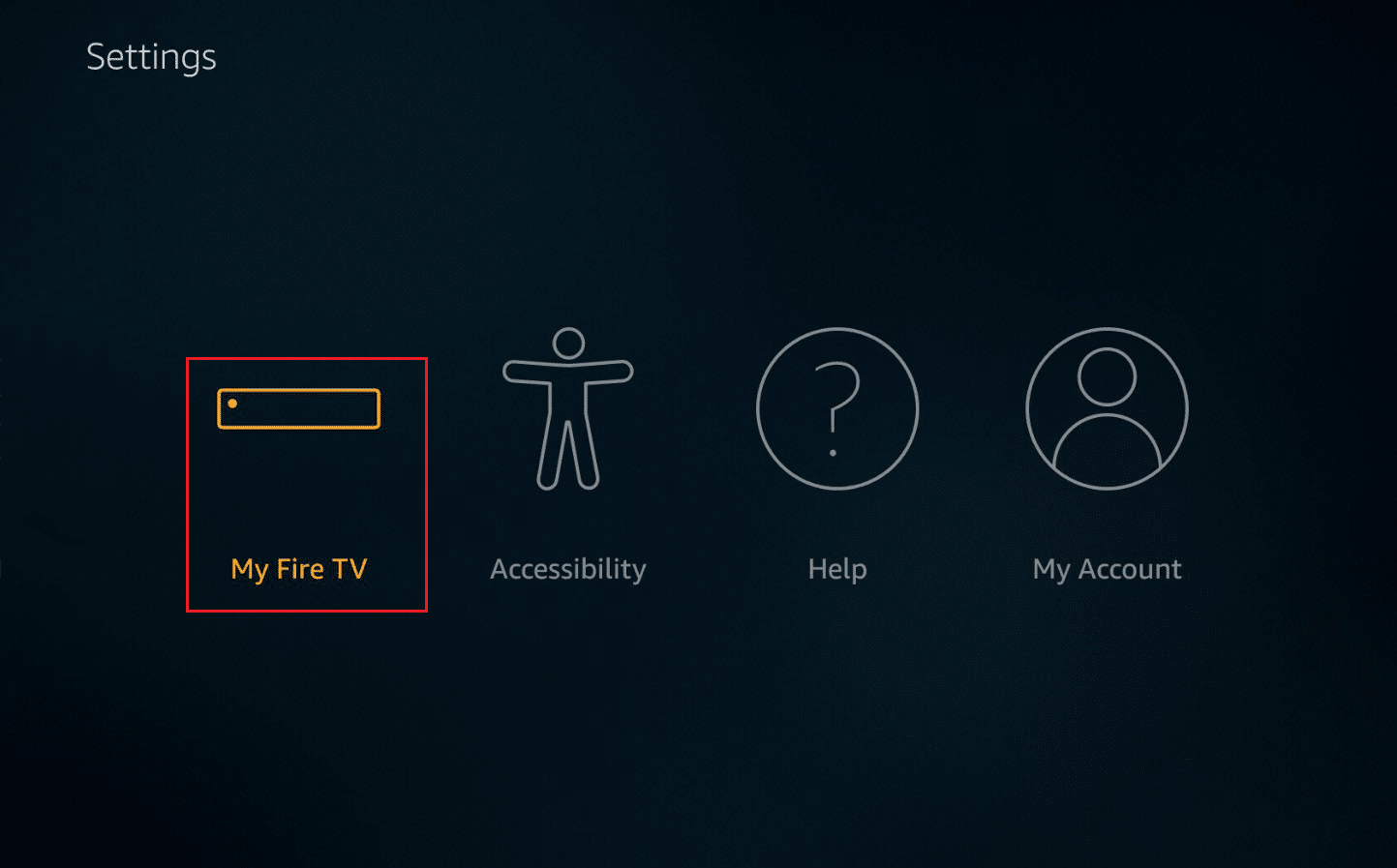 Now, on the home page of Fire TV or Fire TV stick, navigate to the Settings tab and click on My Fire TV