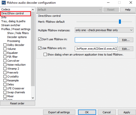 Now, open the ffdshow Audio Decoder. How to Fix Skyrim Crash to Desktop