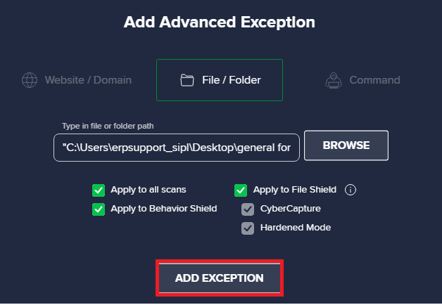 Now, paste the file/folder path in the Type in file or folder path. Next, click on ADD EXCEPTION option. How to Download Hextech Repair Tool