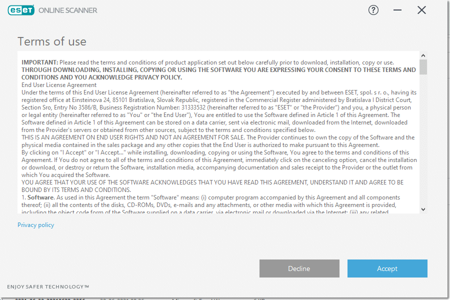 Now, read the terms and conditions and click on the Accept button 