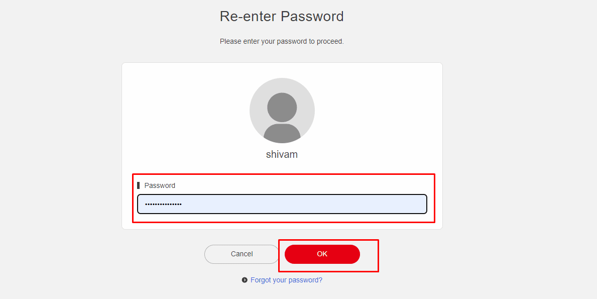 Now reenter your Nintendo account password and click on the OK option.