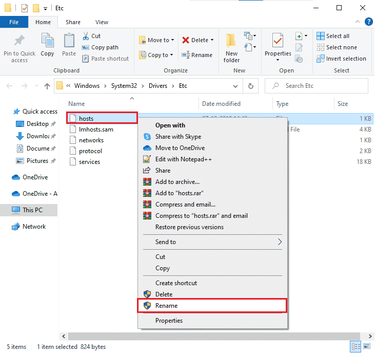 rename the existing hosts file to hosts.old
