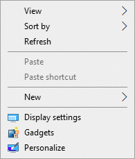Now, right-click on the desktop screen. You will see an option titled Gadgets. Click on it.