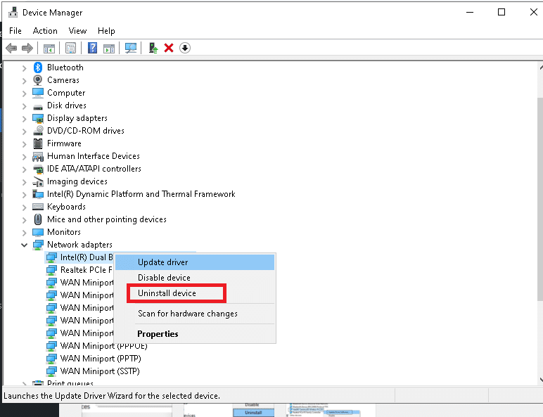 Now, right-click on the device and select Uninstall device | Why My Internet Keeps Disconnecting Every Few Minutes