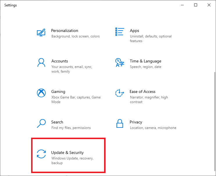 Now, select Update and Security. Fix Yellow Screen of Death Error in Windows 10