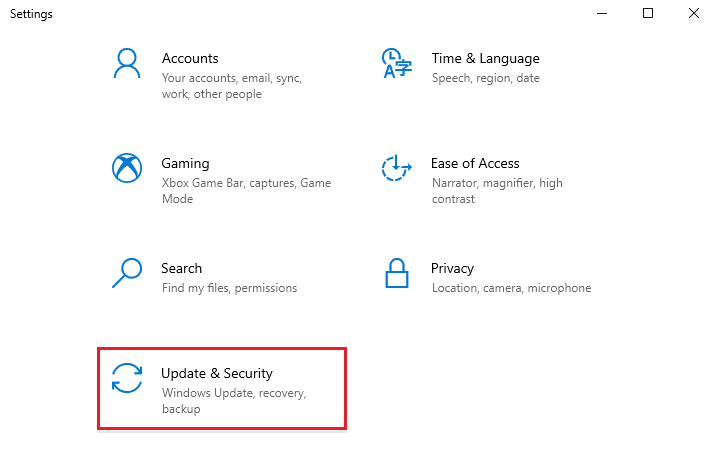 Now, select Update and Security