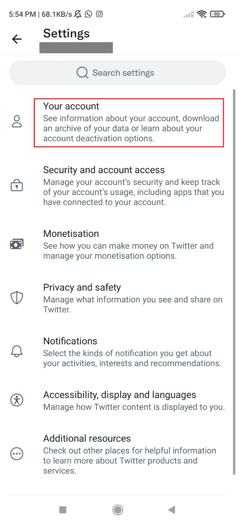select Your account
