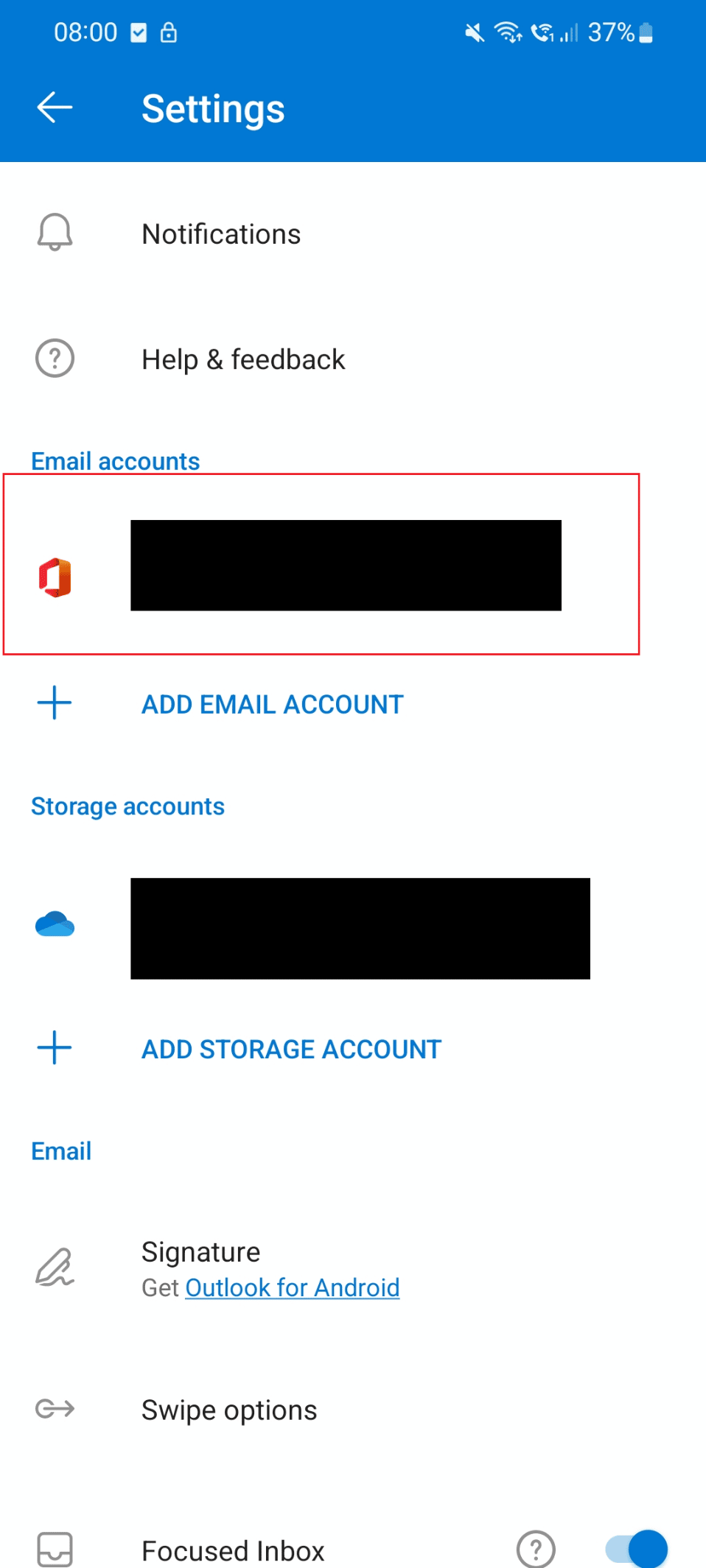 select your Email account