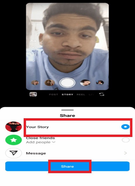 Now, select Your Story and then Share.