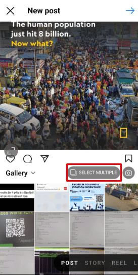 Now tap on the Select Multiple option to select multiple photos and videos together.