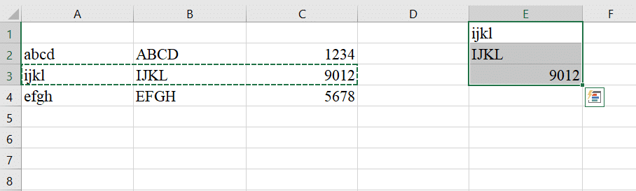 Now, the row values are swapped into column values.