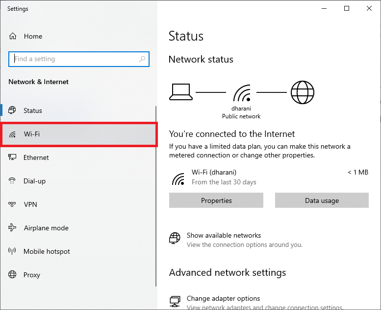 Now, the Settings window will pop up on the screen. Click on Wi-Fi.