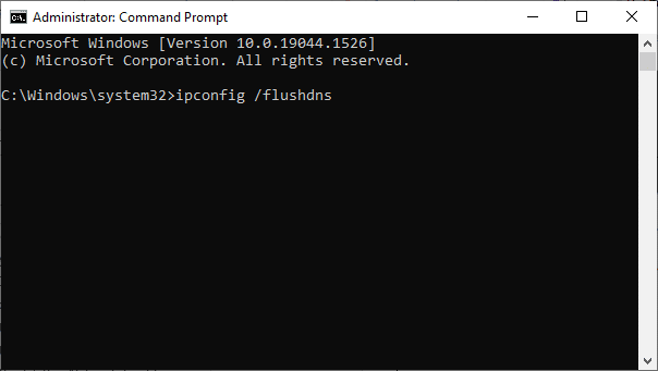 Now, type ipconfig flushdns in the command window and hit Enter