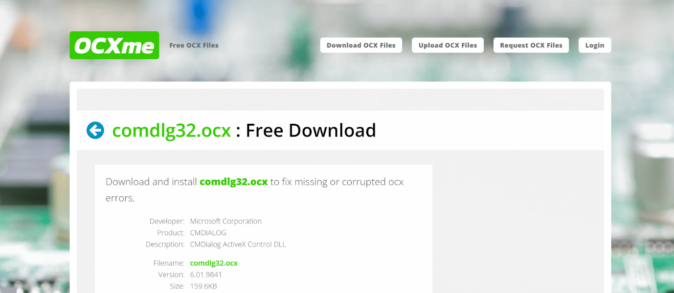 Ocxme webpage. How to Fix COMDLG32.OCX Missing in Windows 10