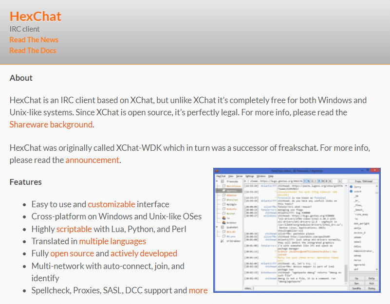 Официальный сайт HexChat. Лучшие IRC-клиенты для Windows