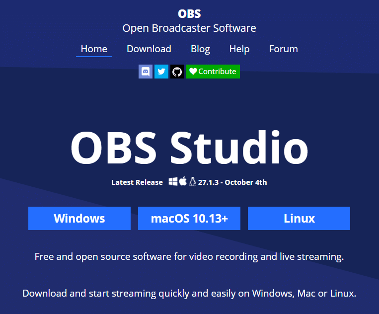 Официальный сайт OBS Studio