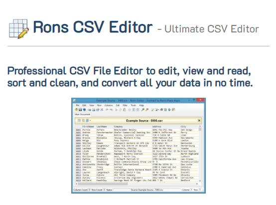 Official website for Rons CSV Editor. Best CSV Editor for Windows