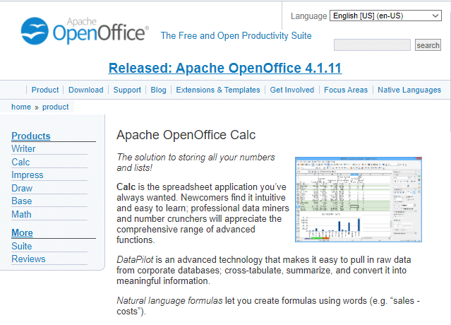 Official website of Apache OpenOffice Calc