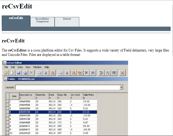 Official website of reCsvEditor. Best CSV Editor for Windows