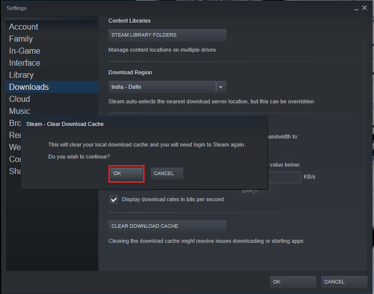 Botón Aceptar en la aplicación Steam. Arreglar el error de Steam de No Steam User en el mod de Garry