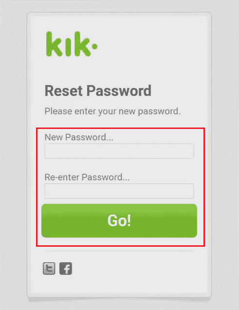 on the Reset Password page, enter a New Password twice to confirm and tap on Go!