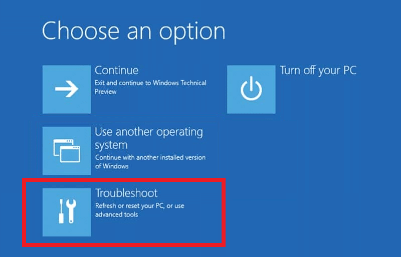 On the Choose an Option screen, click on Troubleshoot. Fix Windows Stuck on Getting Ready