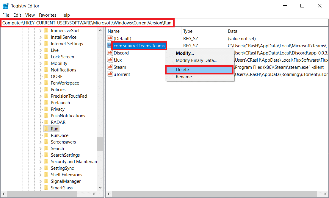 On the right pane, right click on com.squirrel.Teams.Teams and choose Delete from the menu. How to disable Microsoft Teams auto launch on Windows 10