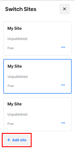 Once the website is deleted, on the homepage of your weebly account click on the My Site option and then click on Add site button to create a new website.