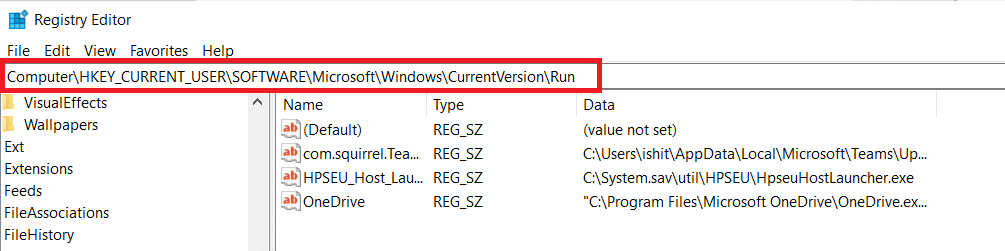Once within Registry Editor, browse to the following location