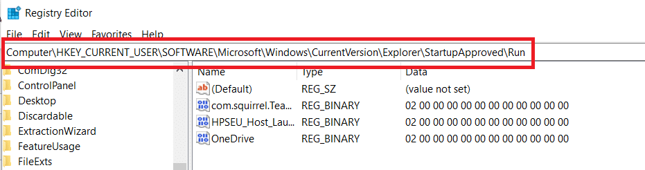 Once within Registry Editor, browse to the following location