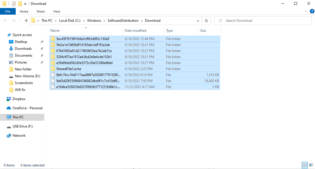 Once you are in the directory select all the files