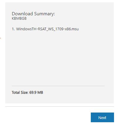 Once you have selected the file, it will be displayed in the Download Summary. Click on Next.