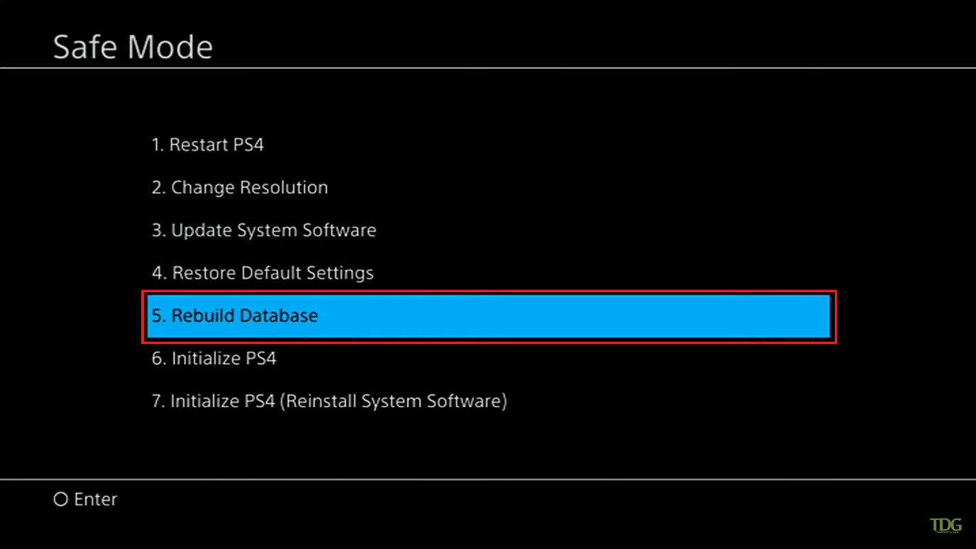 Once you’re in safe mode, choose the fifth option, Rebuild Database | How to Boot Someone Offline PS4