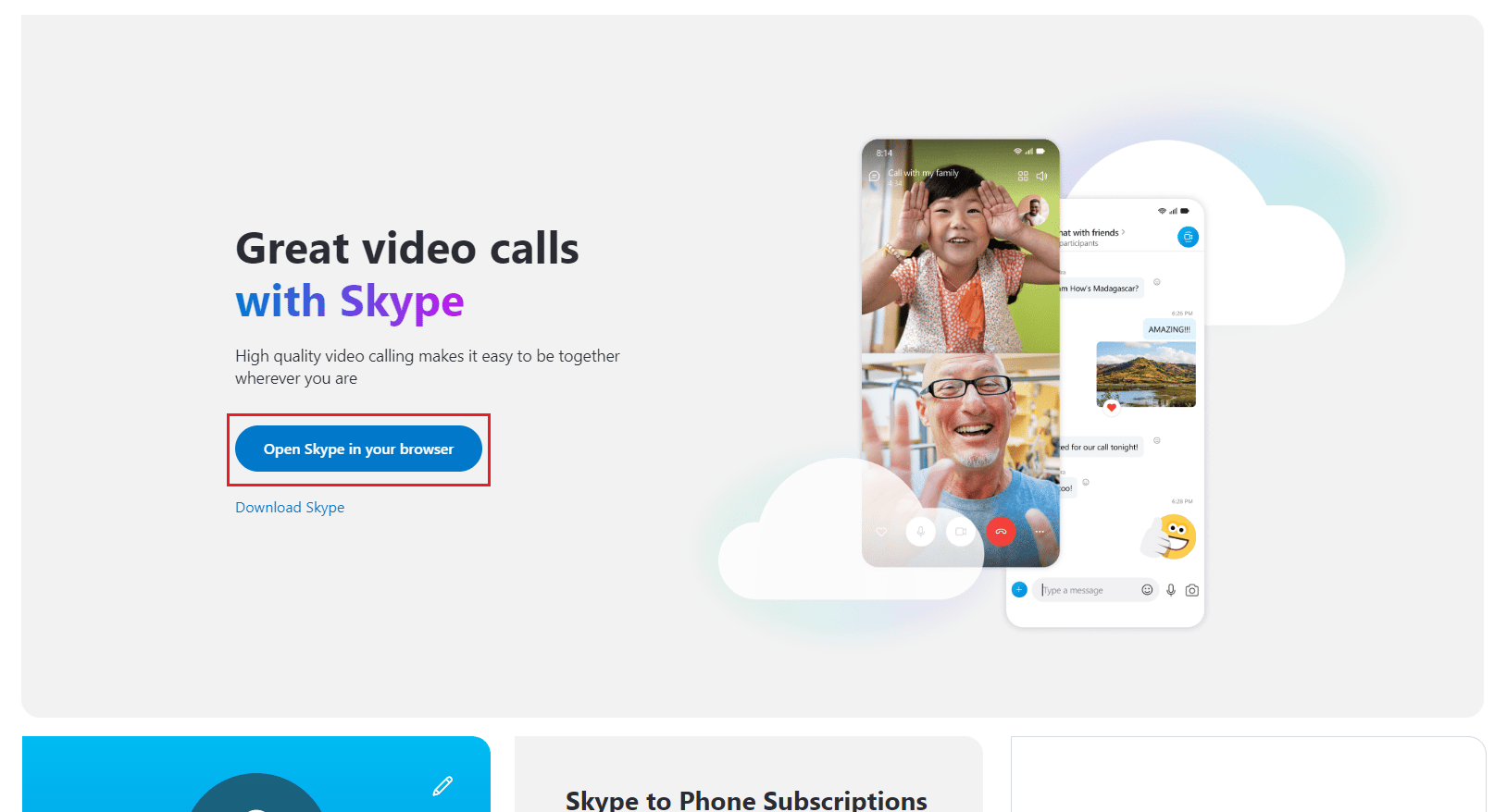 open Skype in your browser