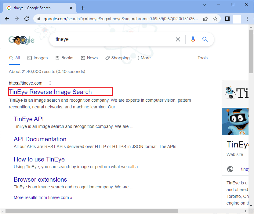 Open a browser and type TinEye on the search bar. Navigate to the home page of TinEye. How to Reverse Search a Video on Google