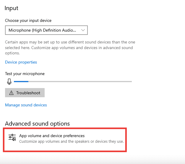 open app volume and device preferences. Fix my Headphone Jack is Not Working in Windows 10